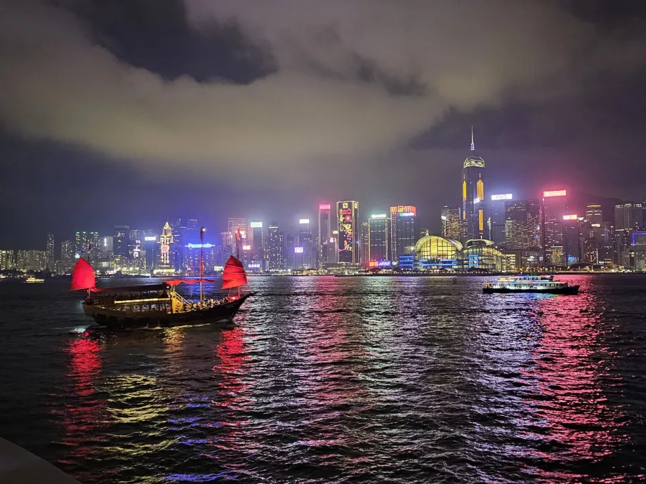 Blick auf Hongkong Island von der TST-Promenade aus