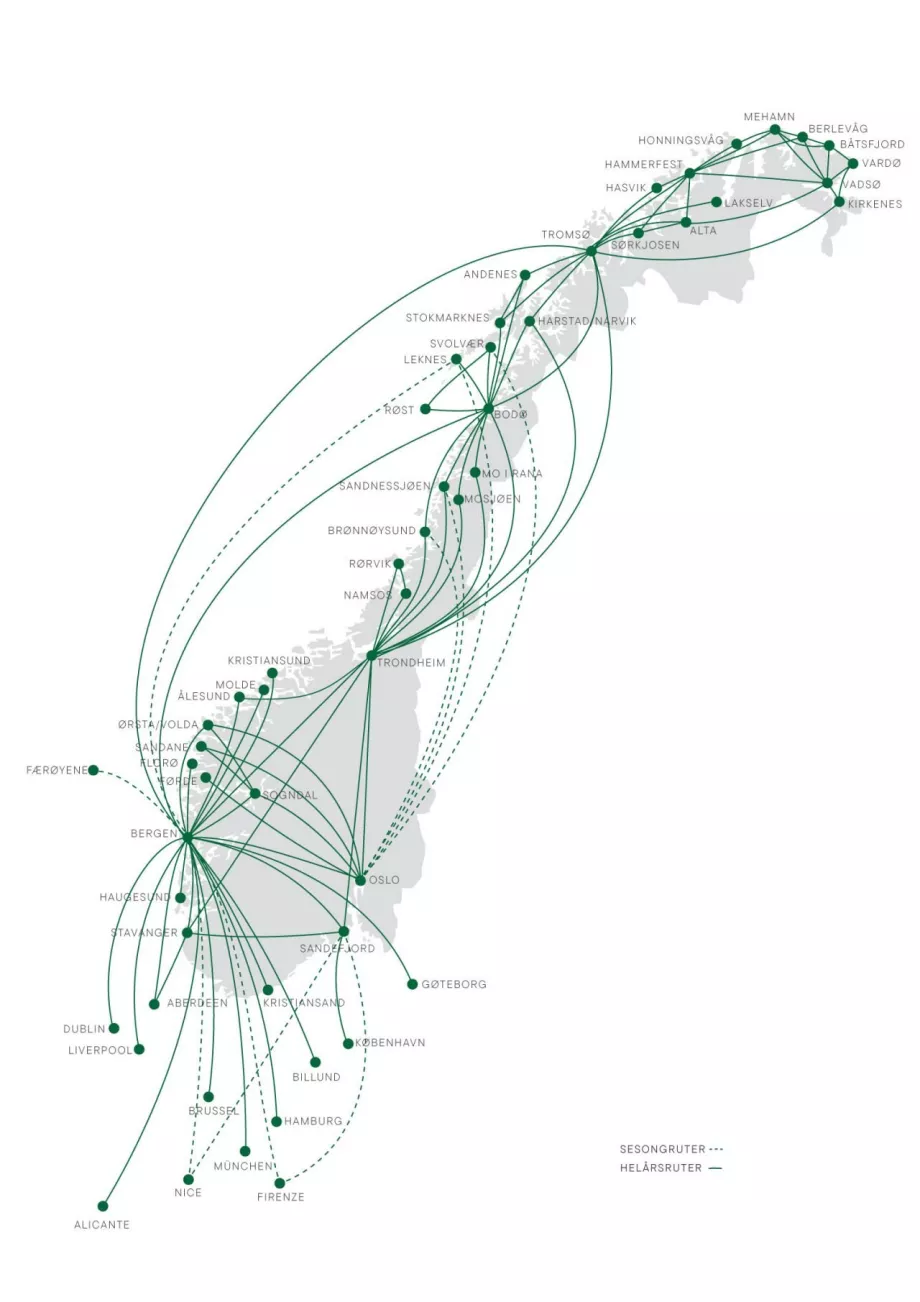 Wideroe Route Karte