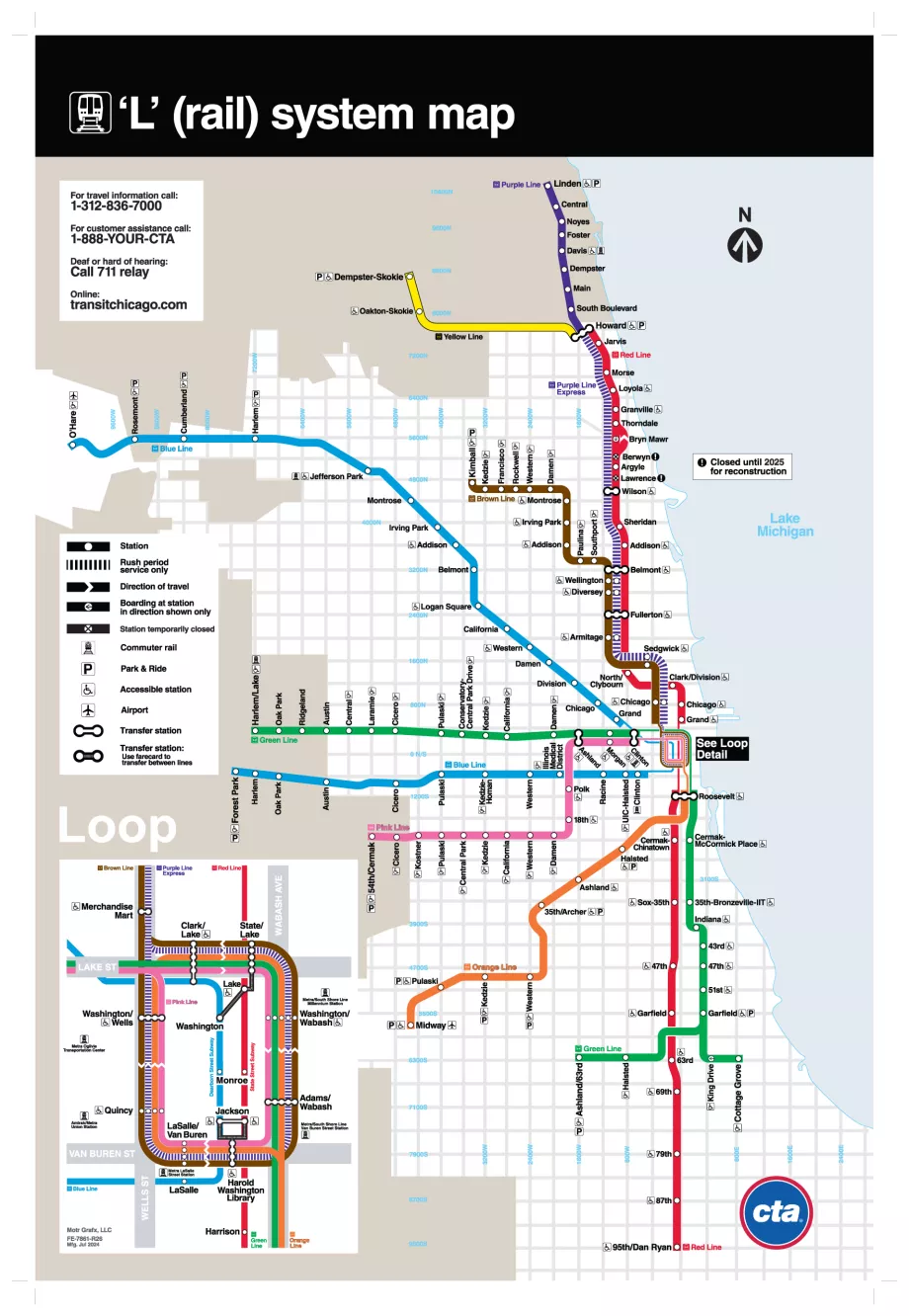 Chicagoer U-Bahn-Karte