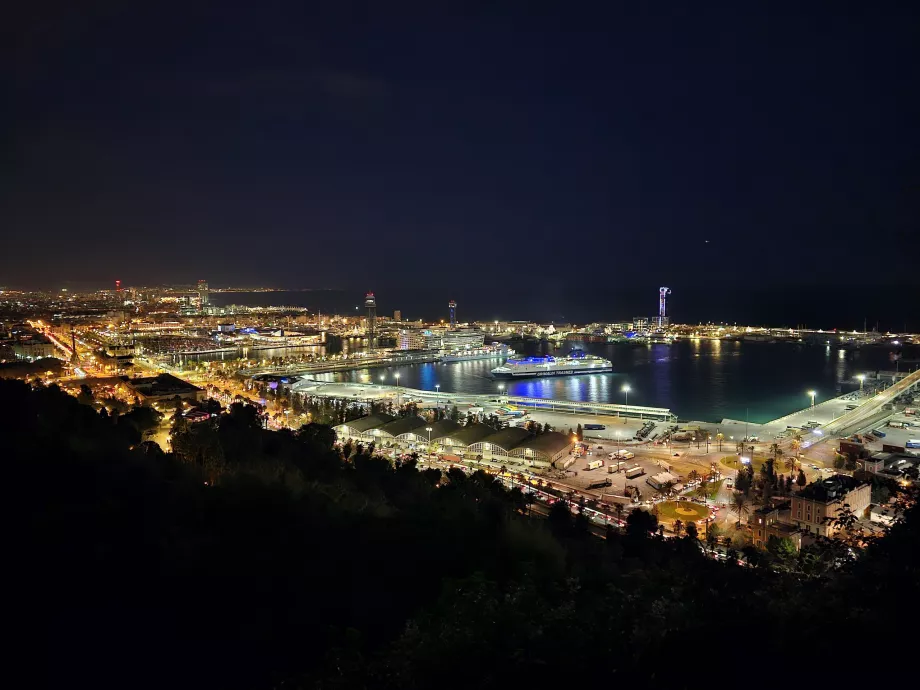 Nächtliche Aussicht auf Barcelona vom Montjuic-Park aus