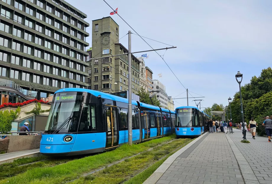 Moderne Straßenbahnen in Oslo