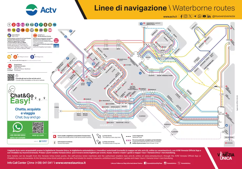 Karte der ACTV-Schifffahrtslinien