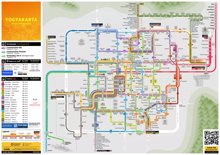 Yogyakarta Bus und Zug Karte