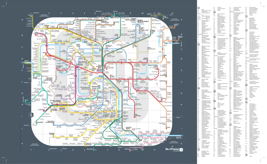 Karte der Zonen in und um Paris