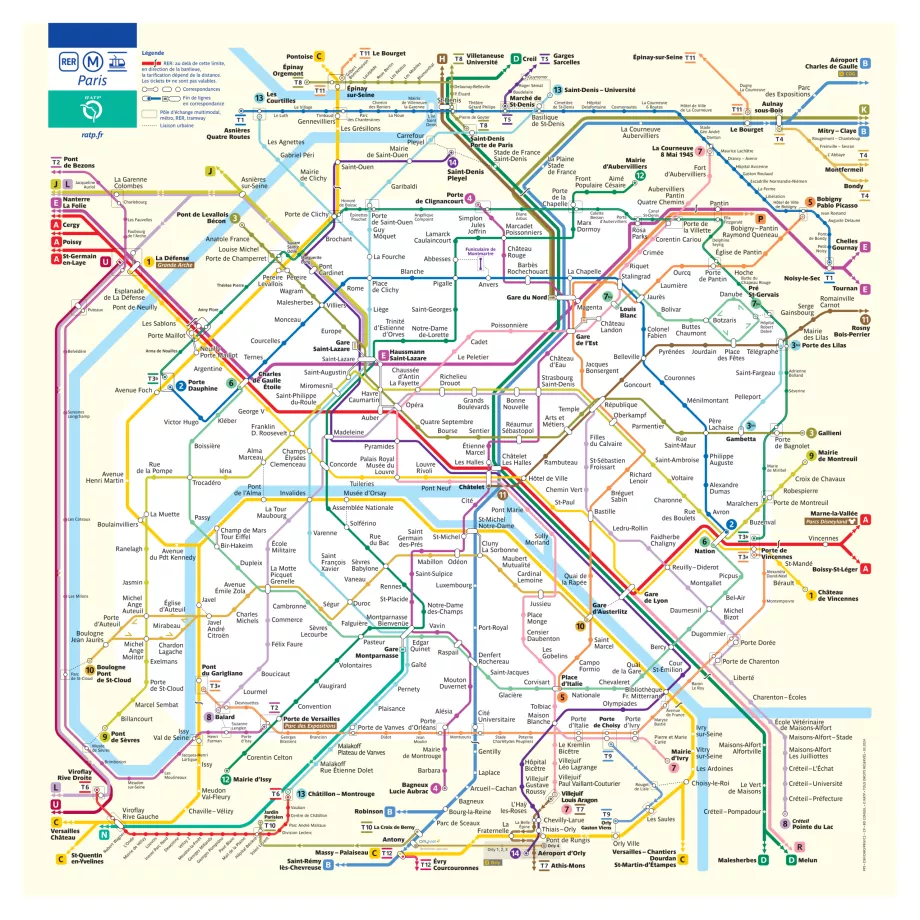 Metroplan für das Zentrum von Paris