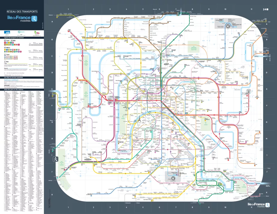 Karte von RER, Transilien, Metro