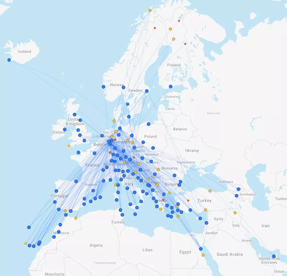 Route map Eurowings